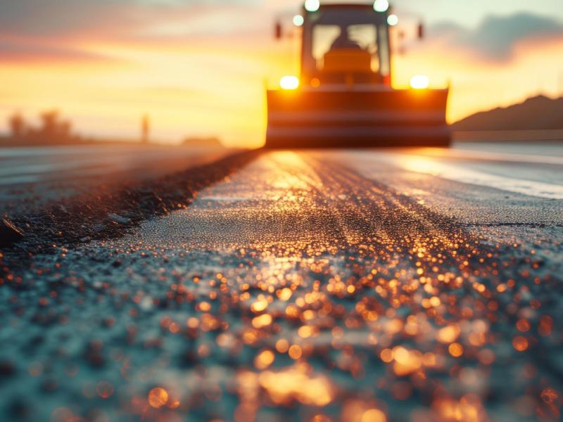 Twilight Illumination on Road Construction Roller 
